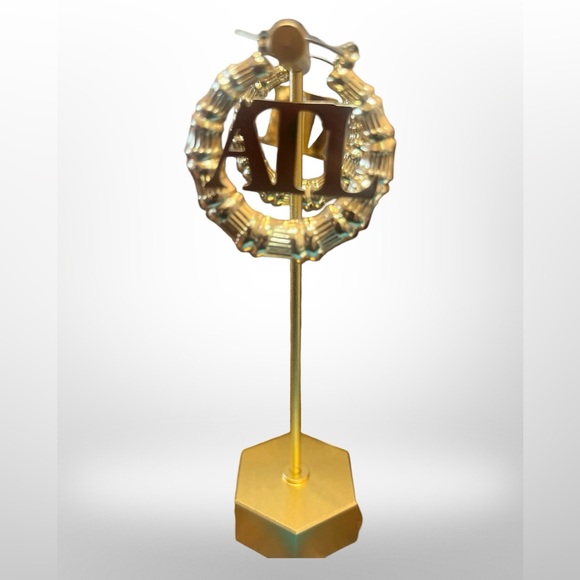 NEW 2.5” (Medium) 14k GOLD PLATED "CITY" LOGO BAMBOO HOOP EARRINGS - Picture 3 of 6